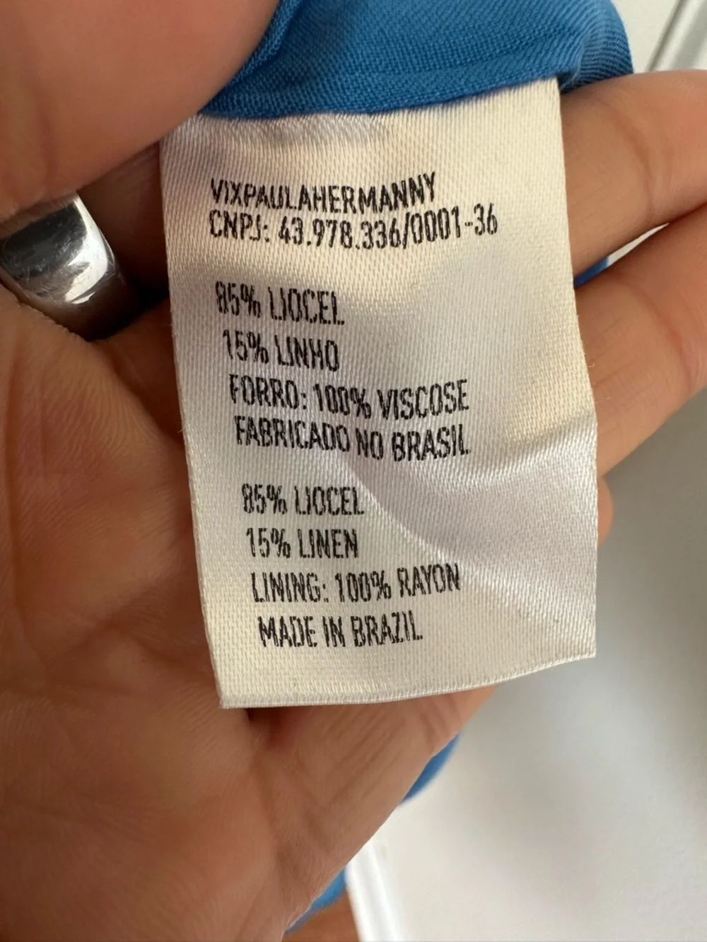 NWT Vix Paula Hermanny Blue Linen Blend off the shoulder Maxi Dress, Size 2 - Picture 9 of 9